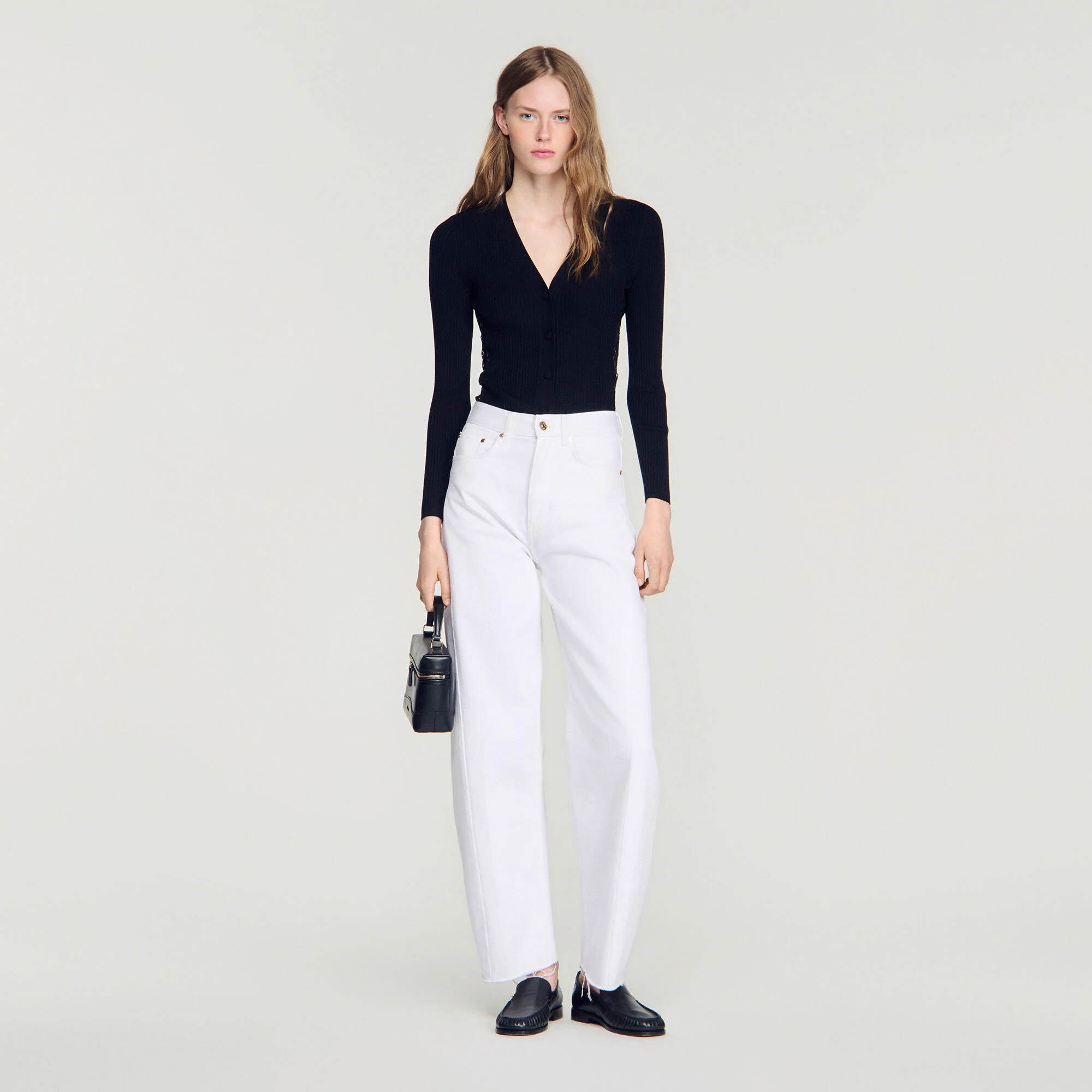 Cardigan à empiecement dentelle