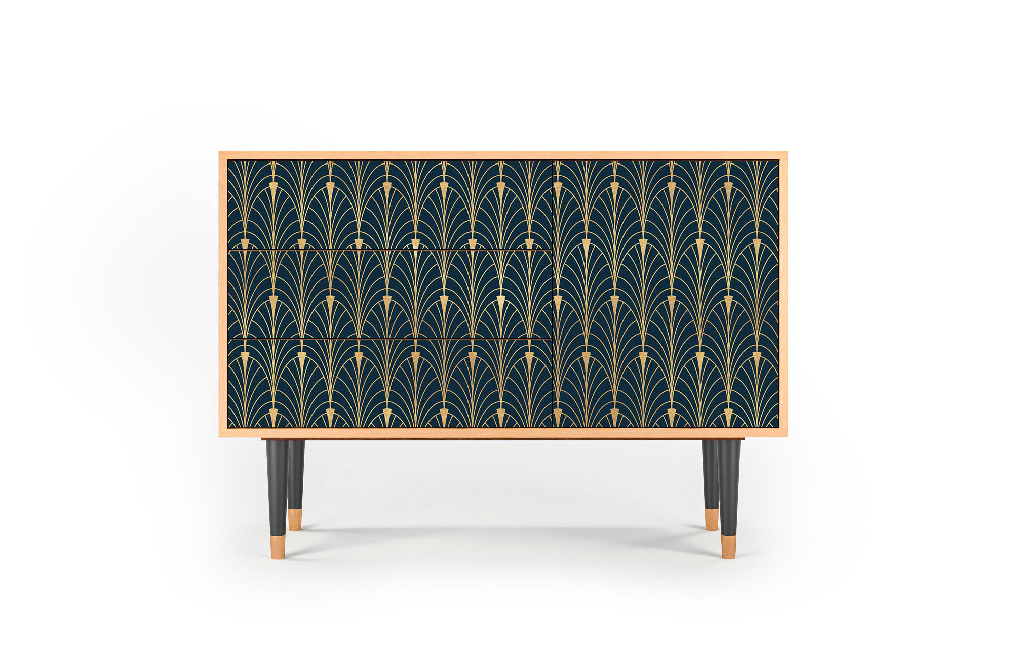 FLOWER OF THE NILE - Buffet  bleu et jaune 3 tiroirs et 1 porte L 115 cm