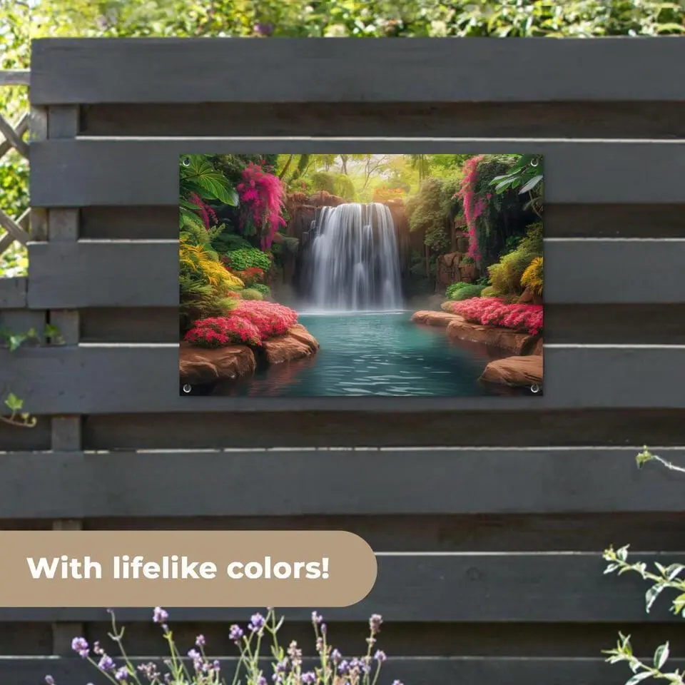 MuchoWow Tuinposter 90x60cm Waterval Natuur Planten Jungle