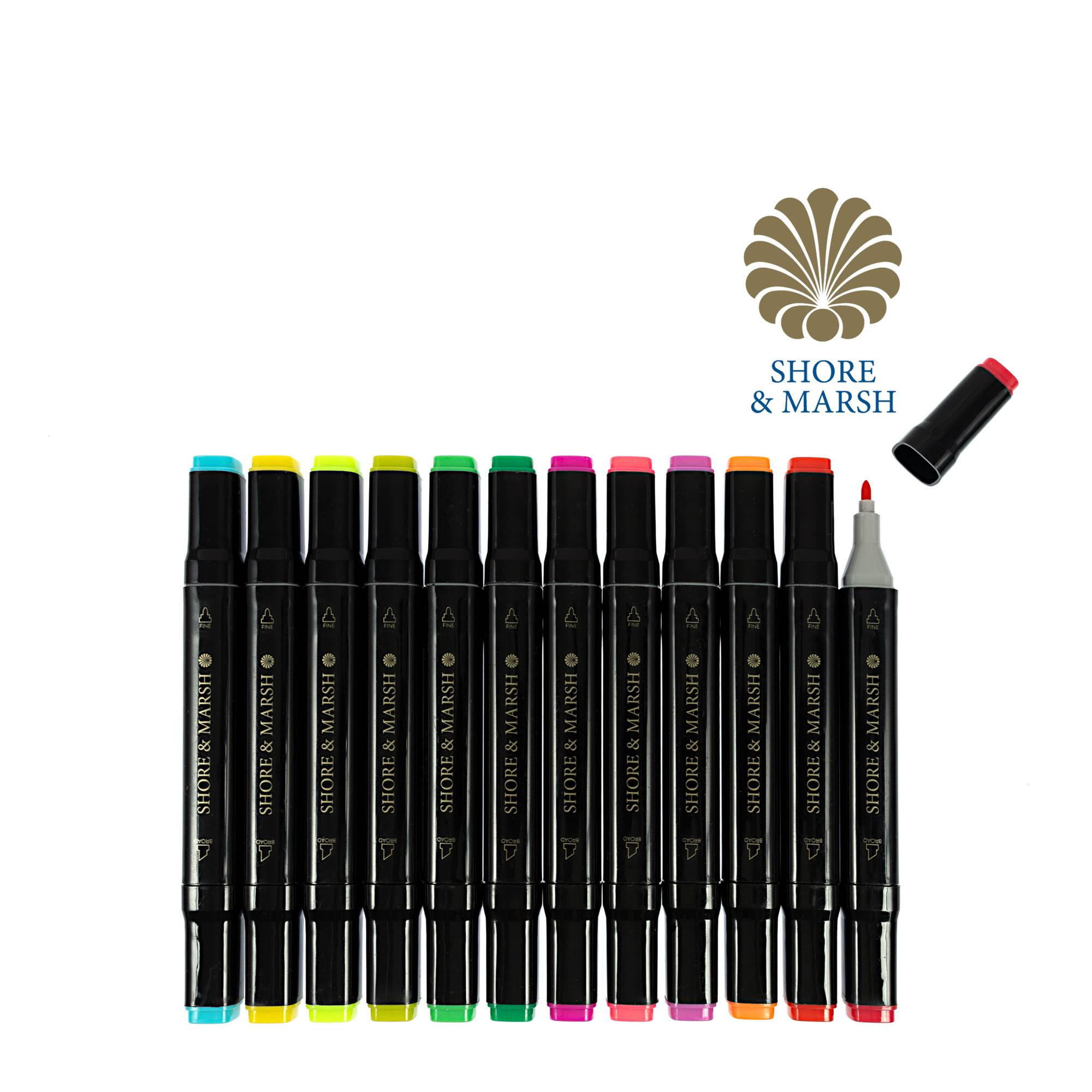 Shore & Marsh Bright Dual Tip Art Markers 12 Pack