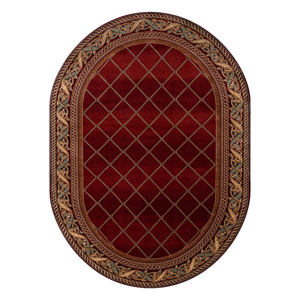 Dywan wełniany OMEGA owal KASTOR Kratka red 2 czerwony 200x300 cm