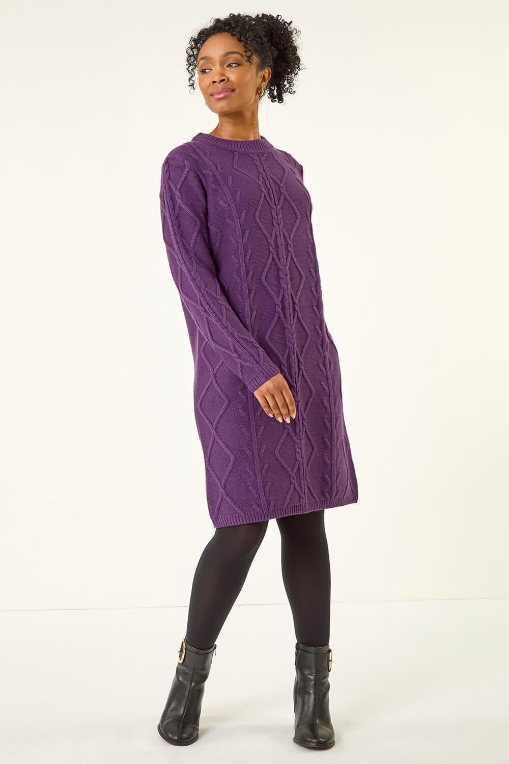 Roman Petite Cable Knit Jumper Dress