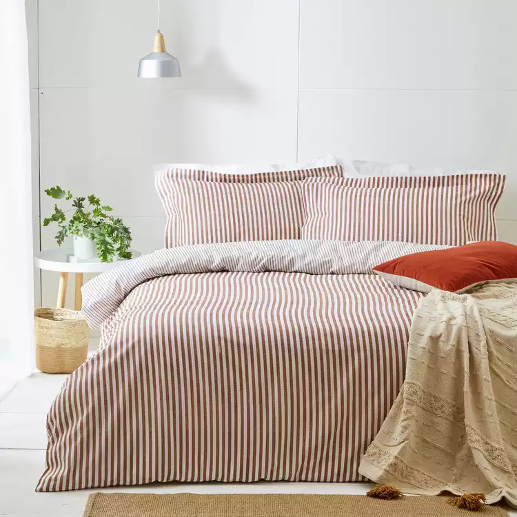 Yard Hebden Cotton Stripe Pecan Bedding Set - Single