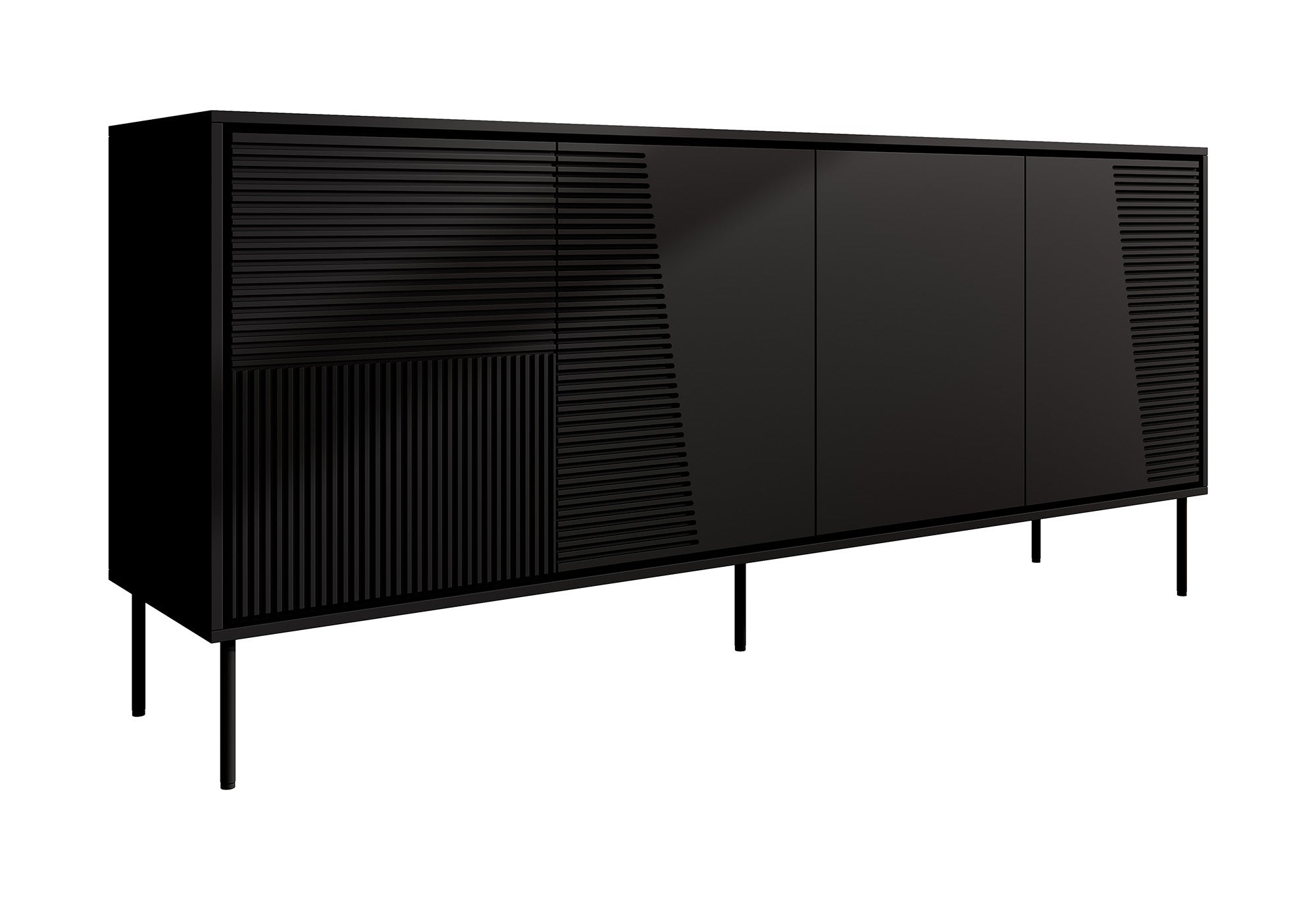 Meubella - Dressoir Blanes - Mat zwart - 200 cm