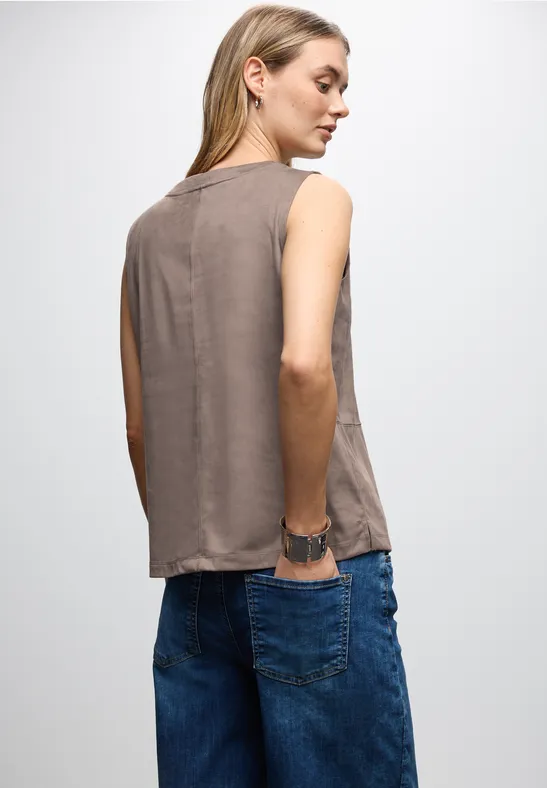 Velours-Top mit Ziernähten