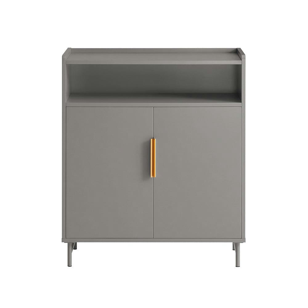 - Buffet de rangement 1 compartiment 2 portes effet bois gris