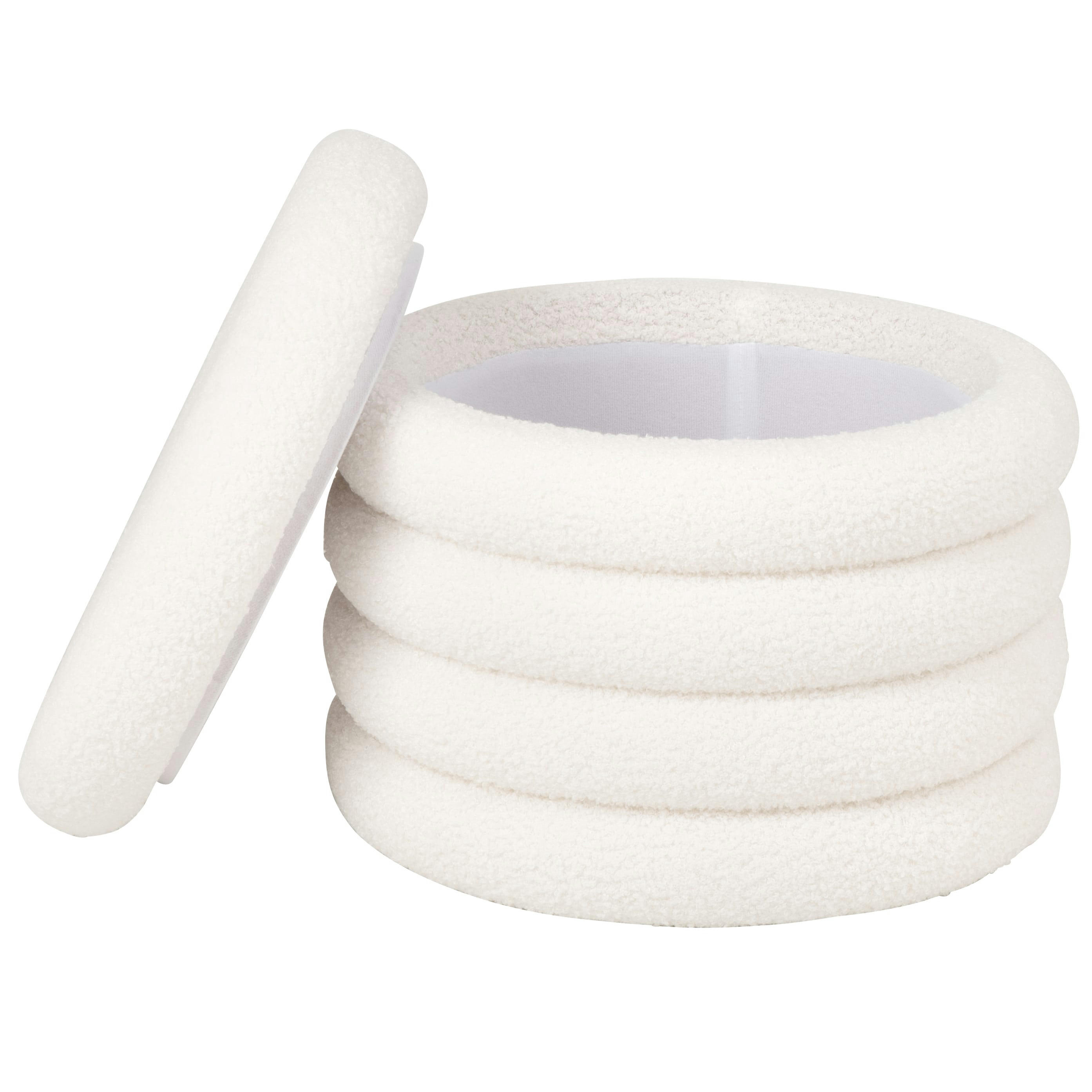 LEIA - Pouf coffre en tissu effet laine bouclée écrue