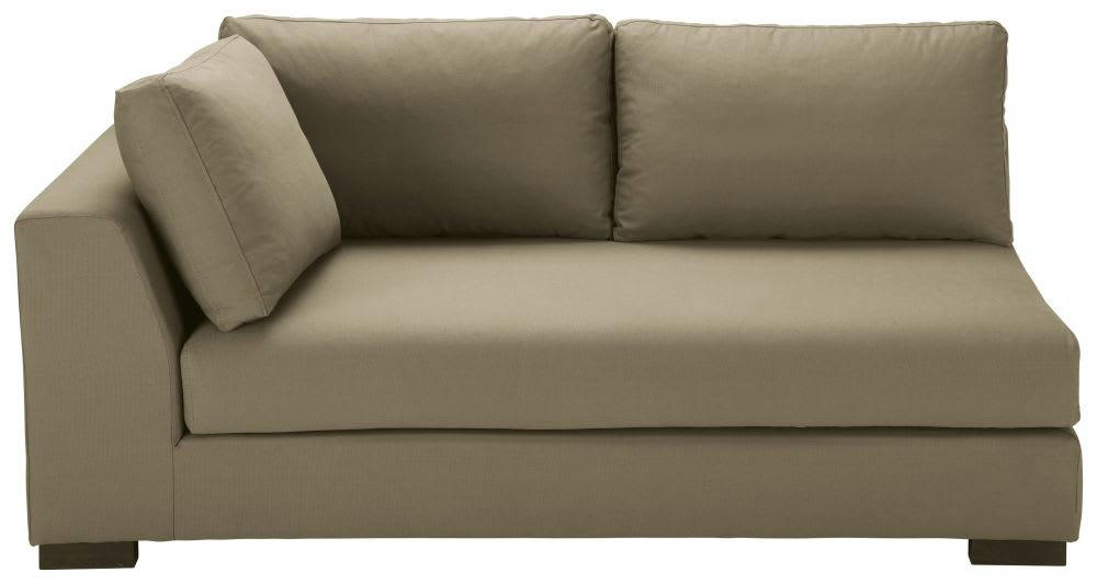 Terence - Accoudoir gauche pour canapé modulable 2 places en toile taupe