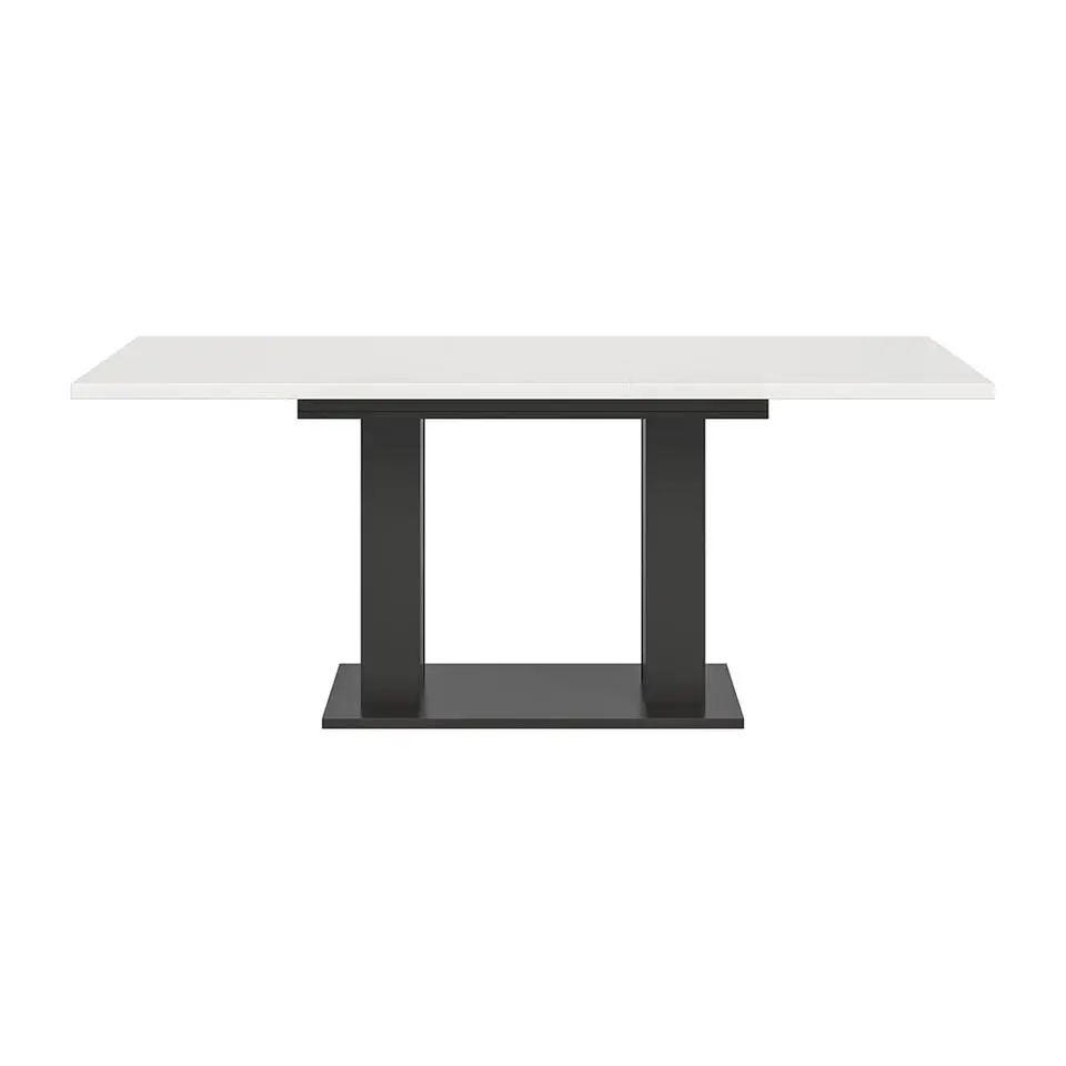 Hioshop Motion eetkamertafel dubbele zuilpoot 90x150/190cm incl 1 verlengblad