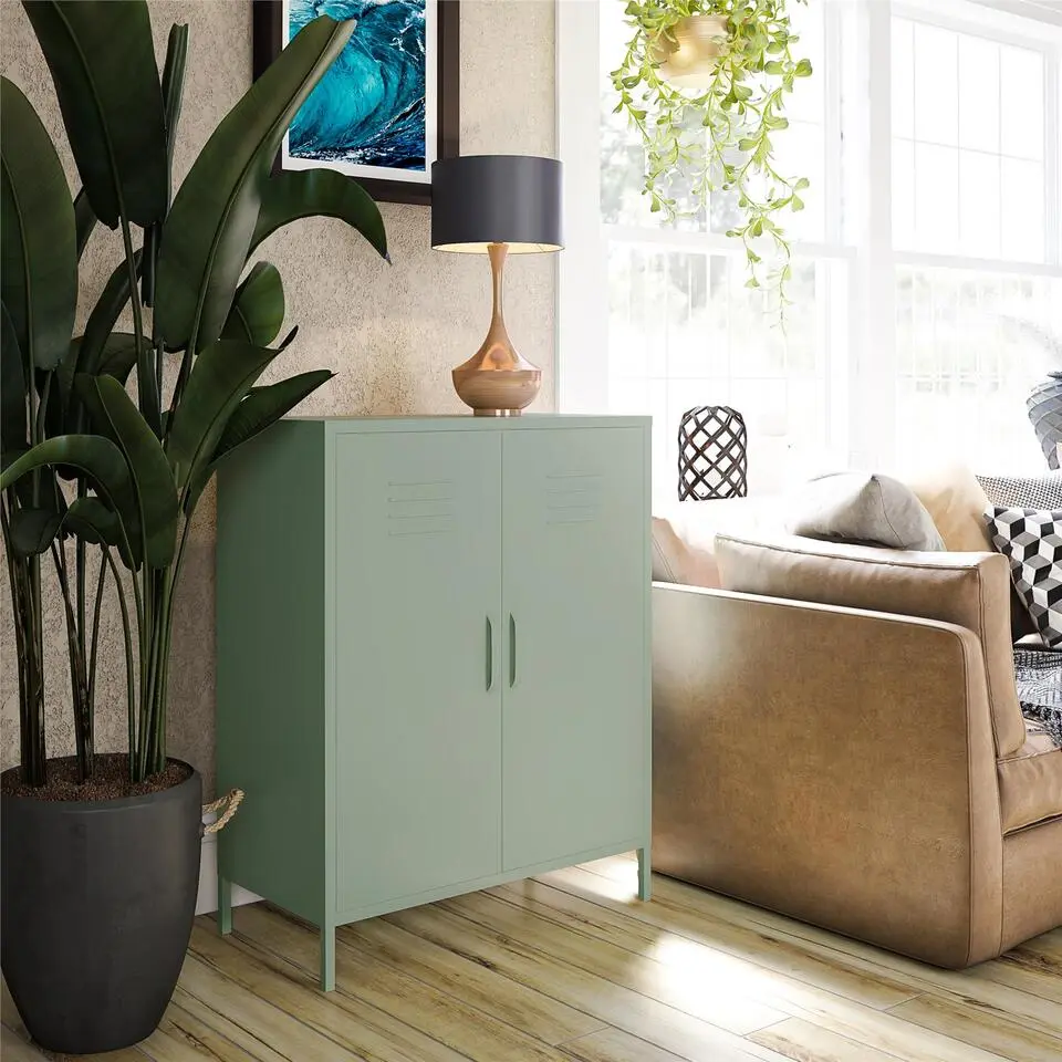 Mission District - Kledingkast met 2 deuren en groen metaal