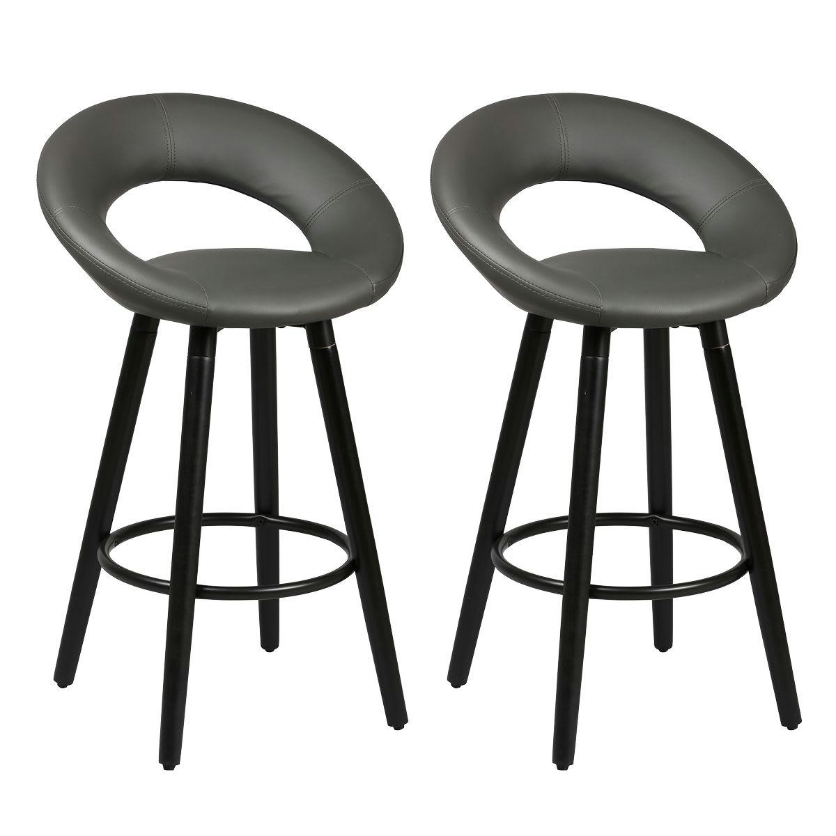 LOTHAR - Lot  de 2 tabourets gris