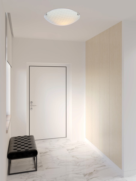 Plafonchromowany biały okrągły 30cm SESI 1xE27x40W IP20 Candellux