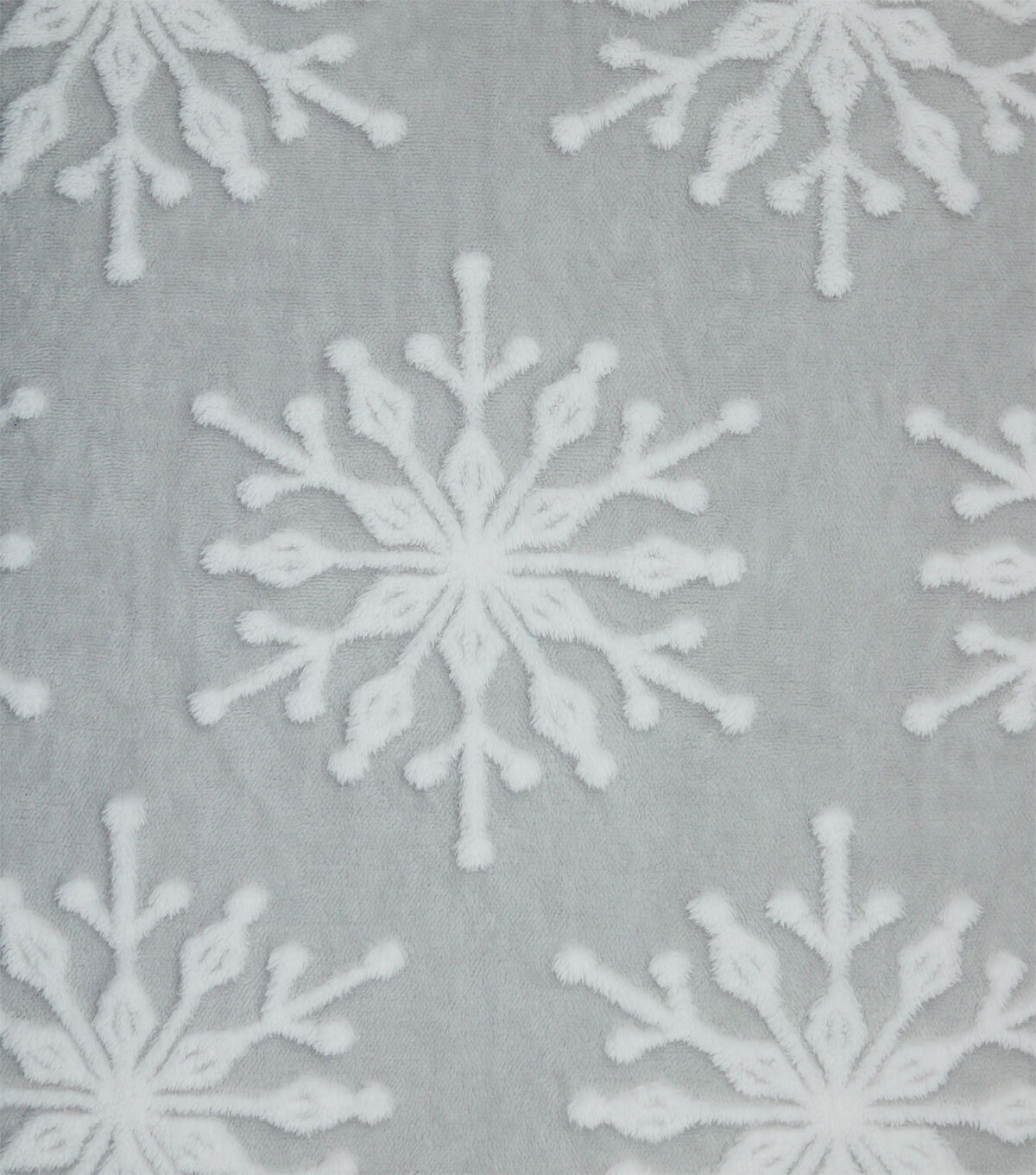 Debossed Snowflakes on Gray Sherpa Fabric