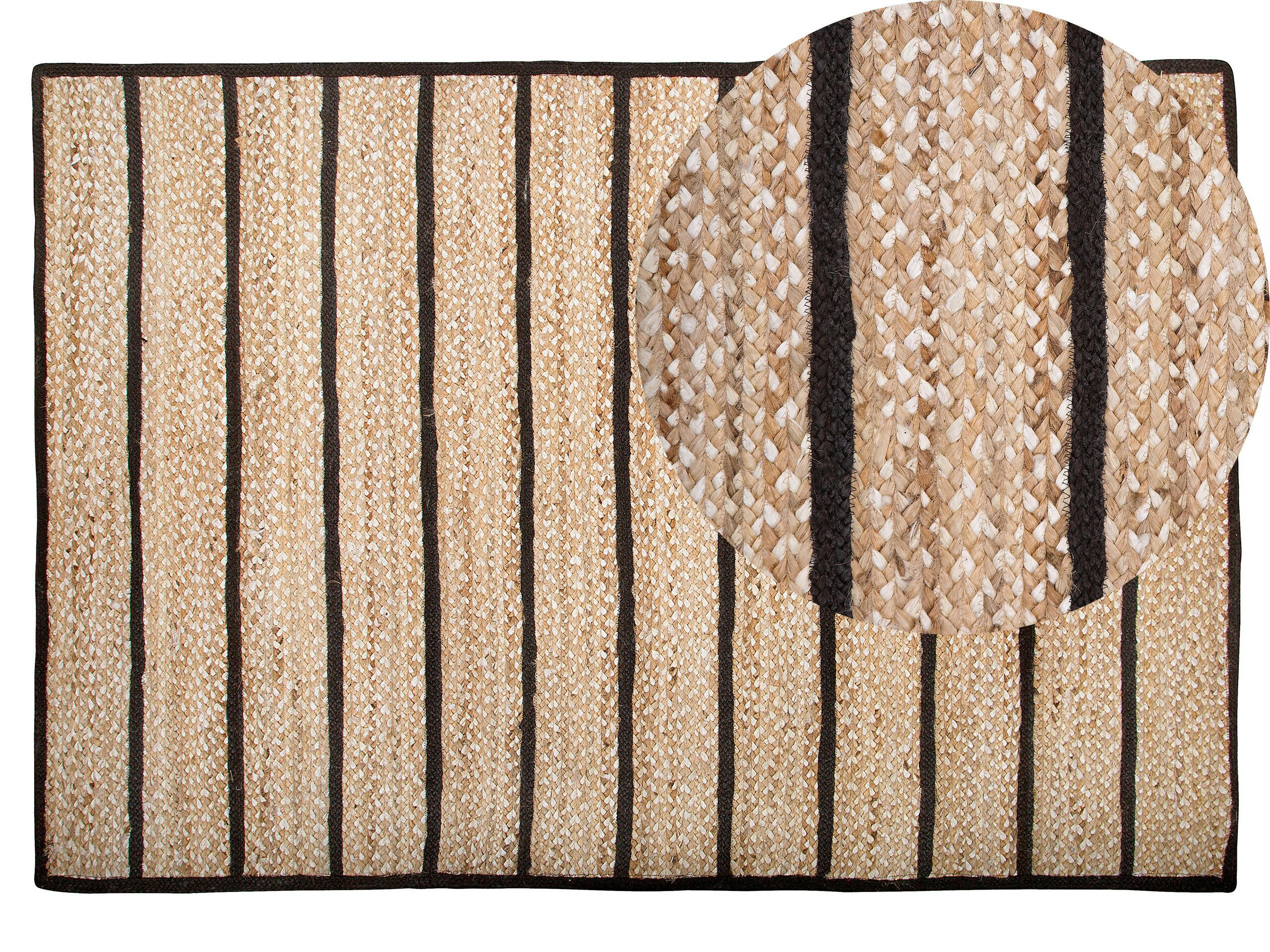 KARADONA - Tapis en tissu noir 200x140cm