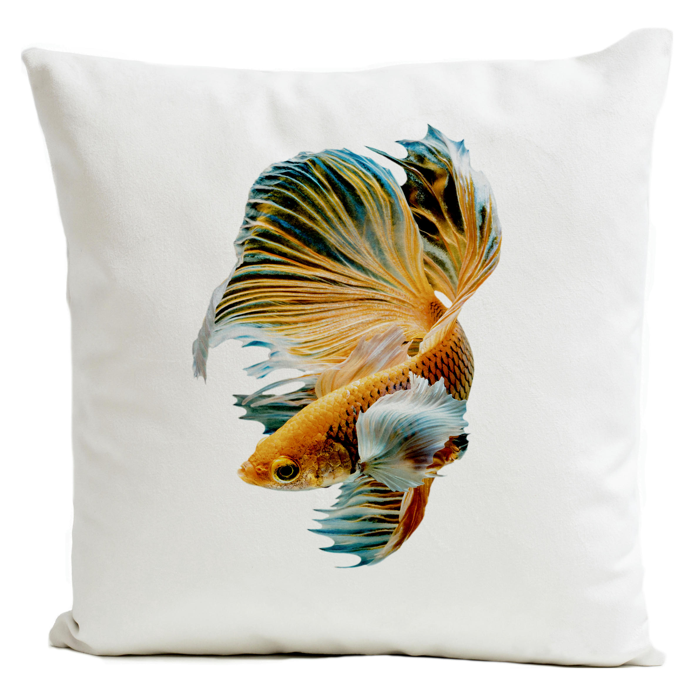 - Coussin poisson suédine blanc 40x40cm