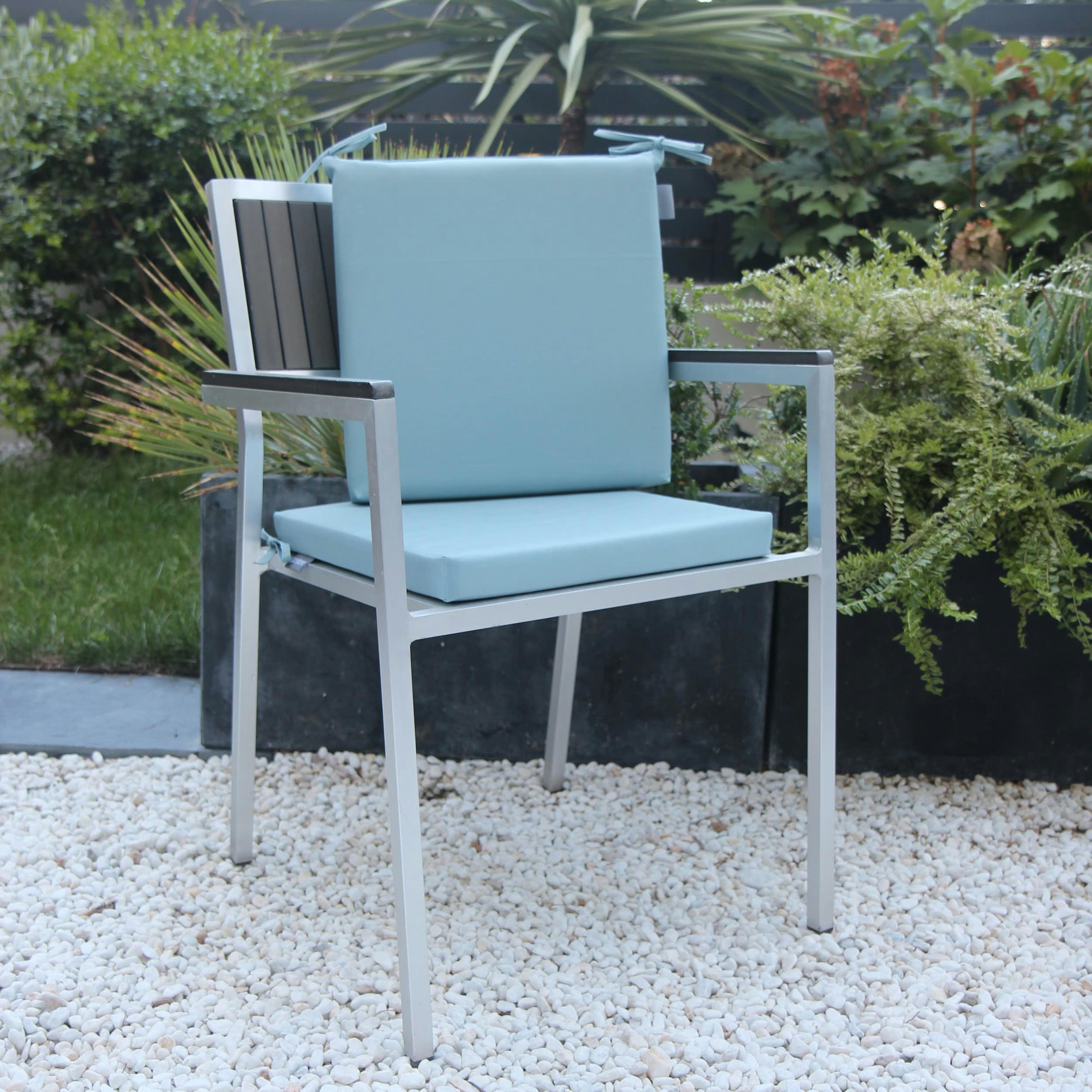 JUAN LES PINS - Galette de chaise carré en fibre synthétique gris 40x40