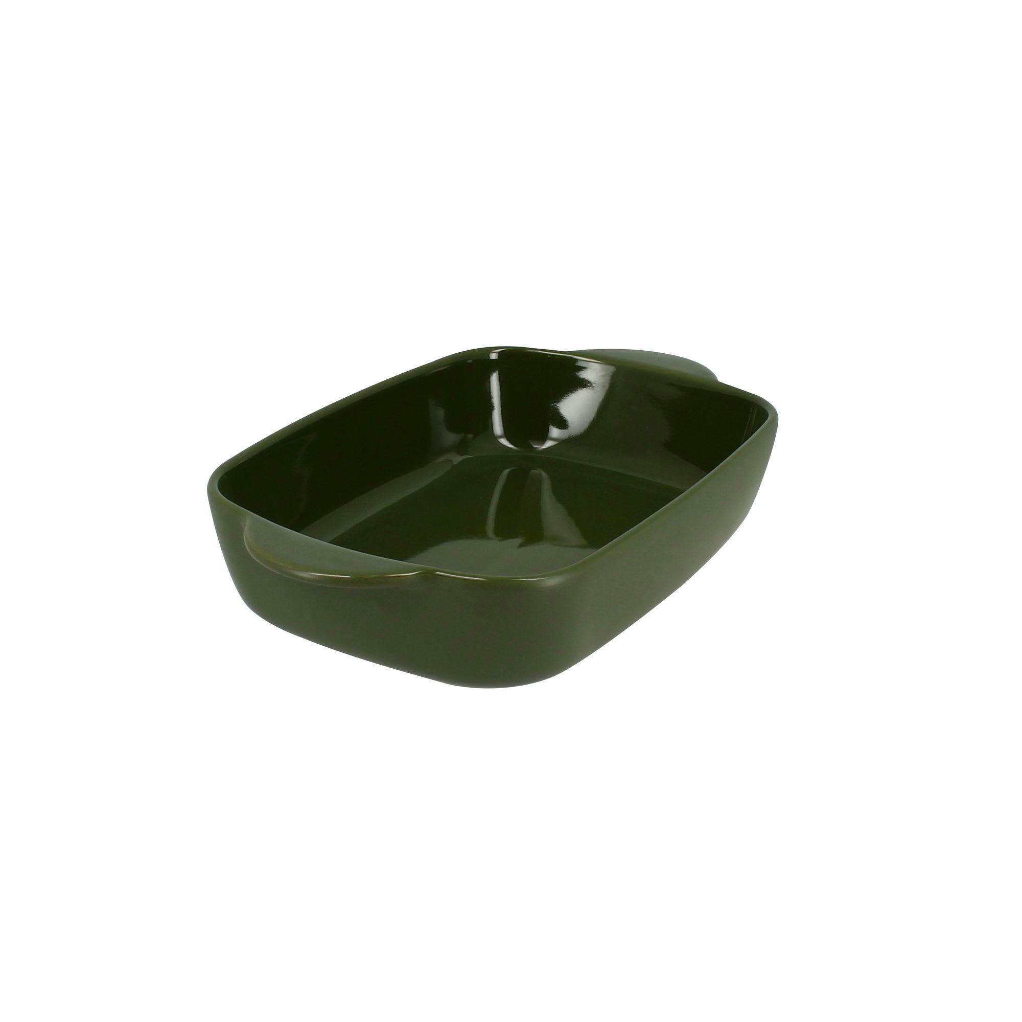 OCTAVE - Plat à four en grès vert 27x16,5cm