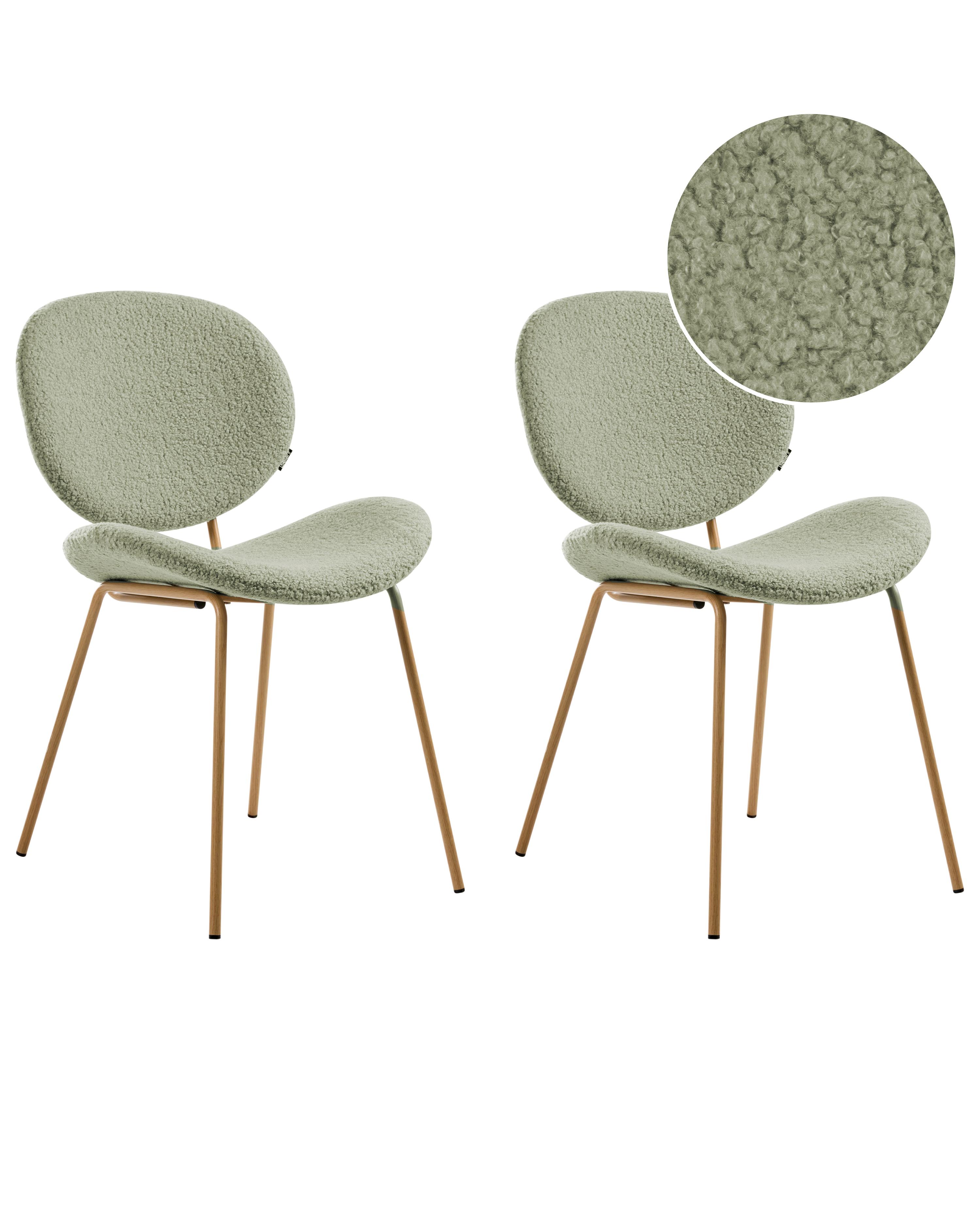 Set of 2 Bar Chairs LUANA Boucle Light Green