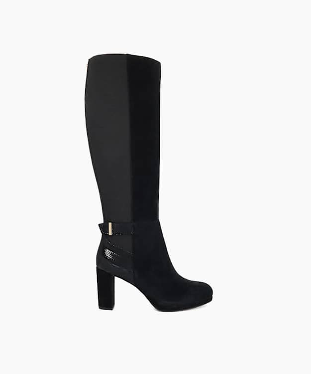 Samera Black - Heeled Knee-High Boots