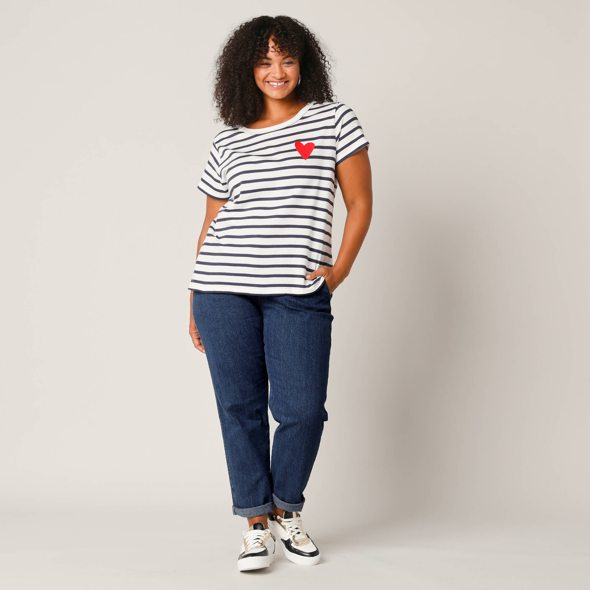 Jean coupe mom taille haute, stretch