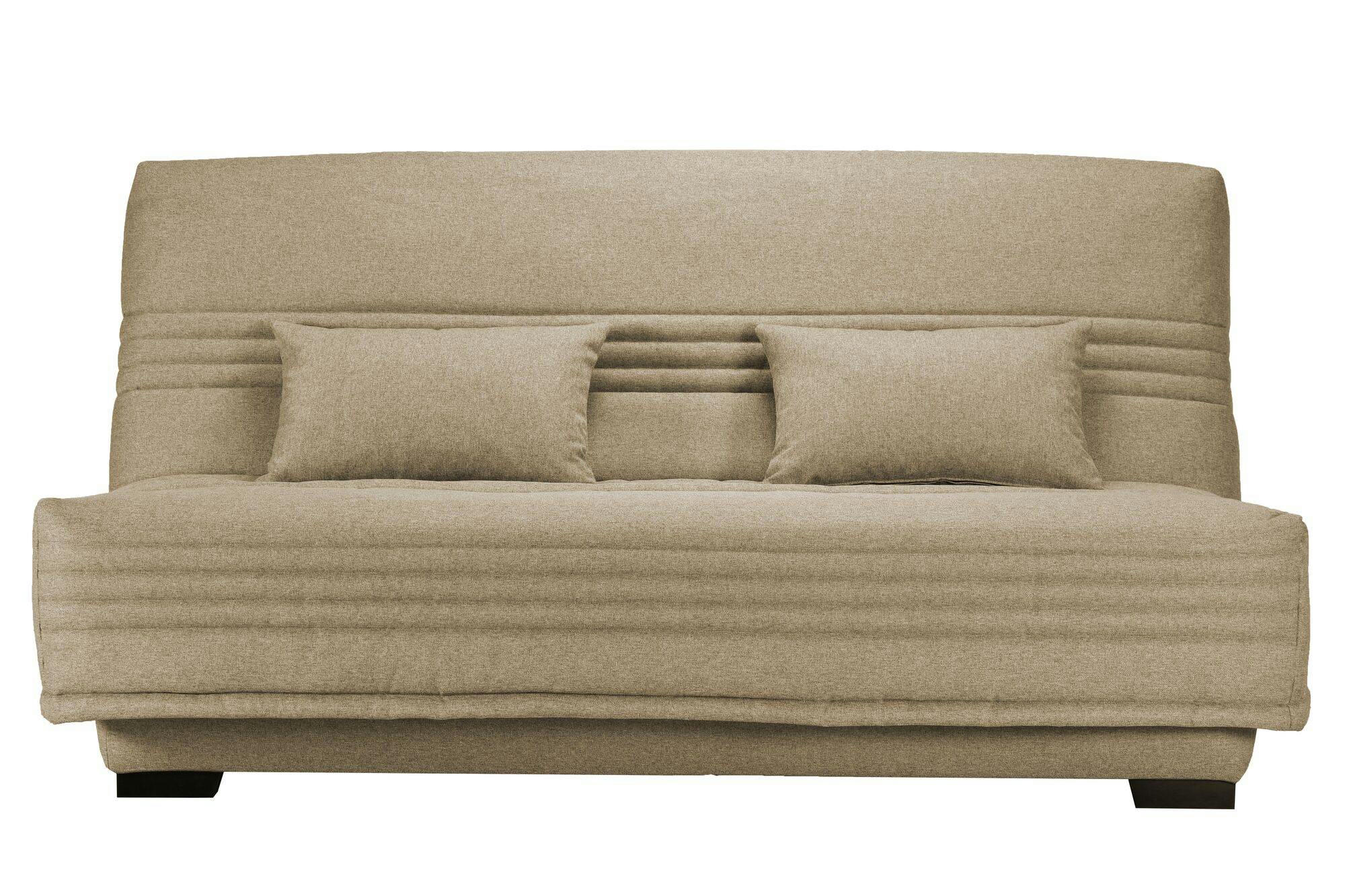 GUIDEL - Banquette clic-clac, matelas 17 cm en tissu polyester sable