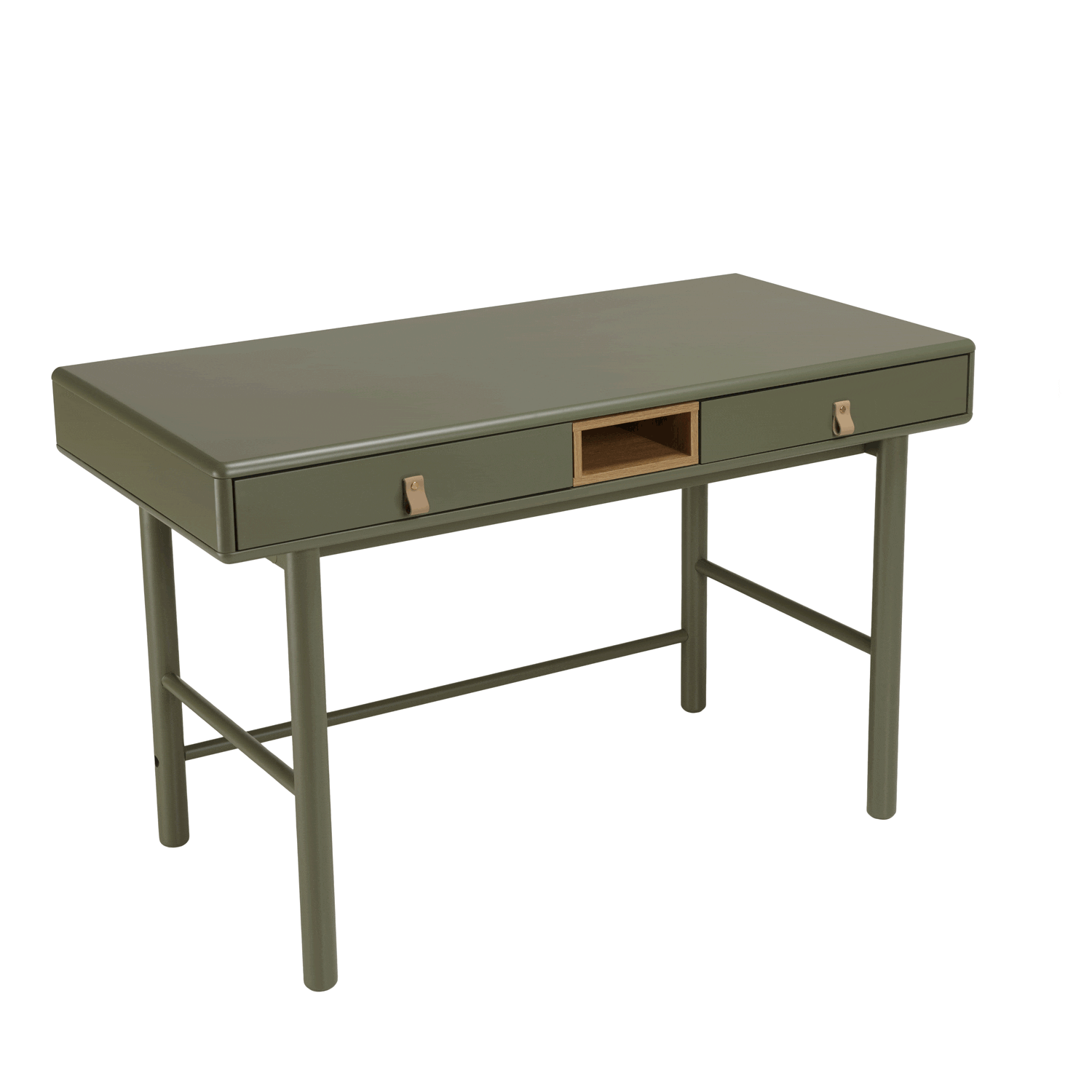 Bureau 2 tiroirs bois vert nature GUILIN