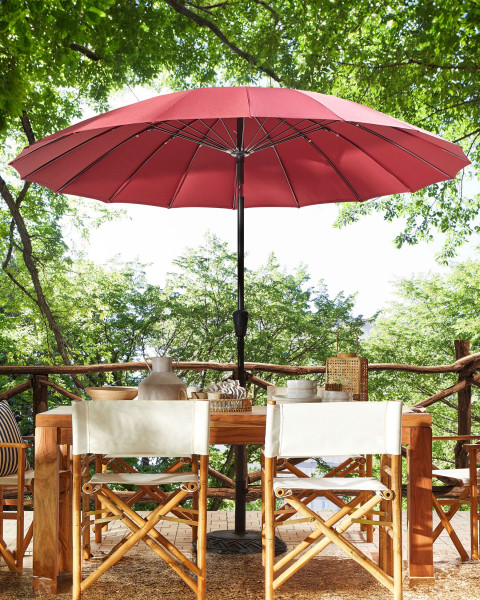 Parasol ogrodowy składany 255 cm z korbką czerwony
