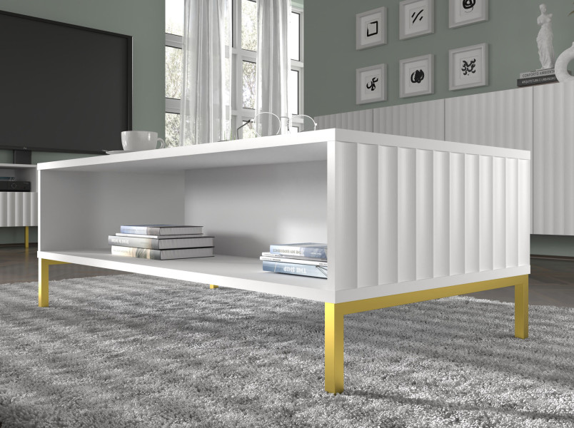 Stolik kawowy WAVE 90x60 cm frez biały mat