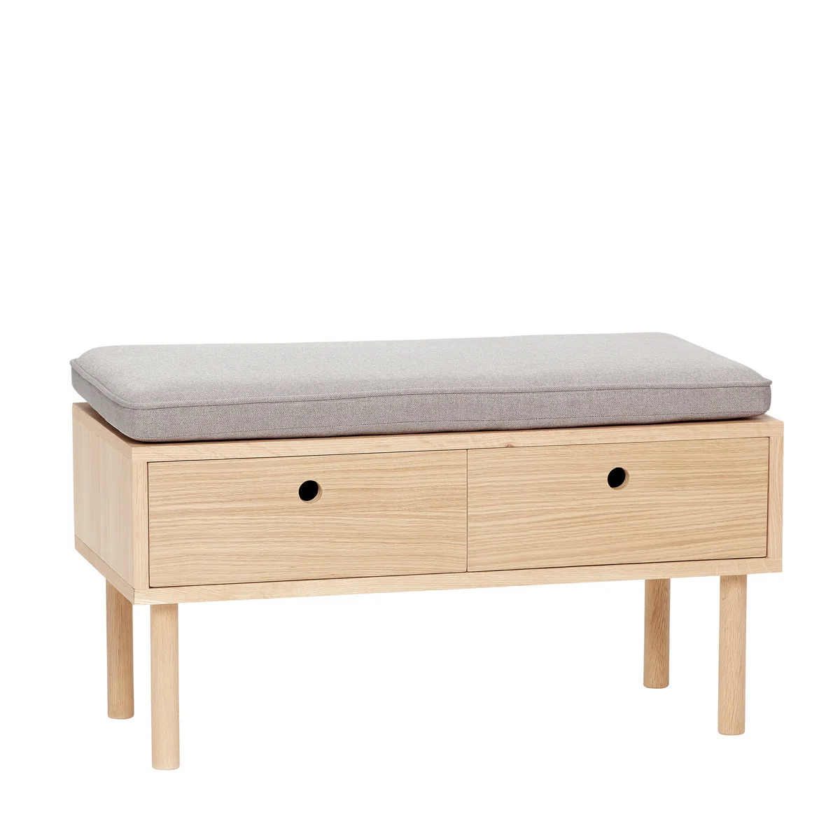 Hübsch Interior - Bank mit Kissen und 2 Fächern, L 85 cm / Eiche