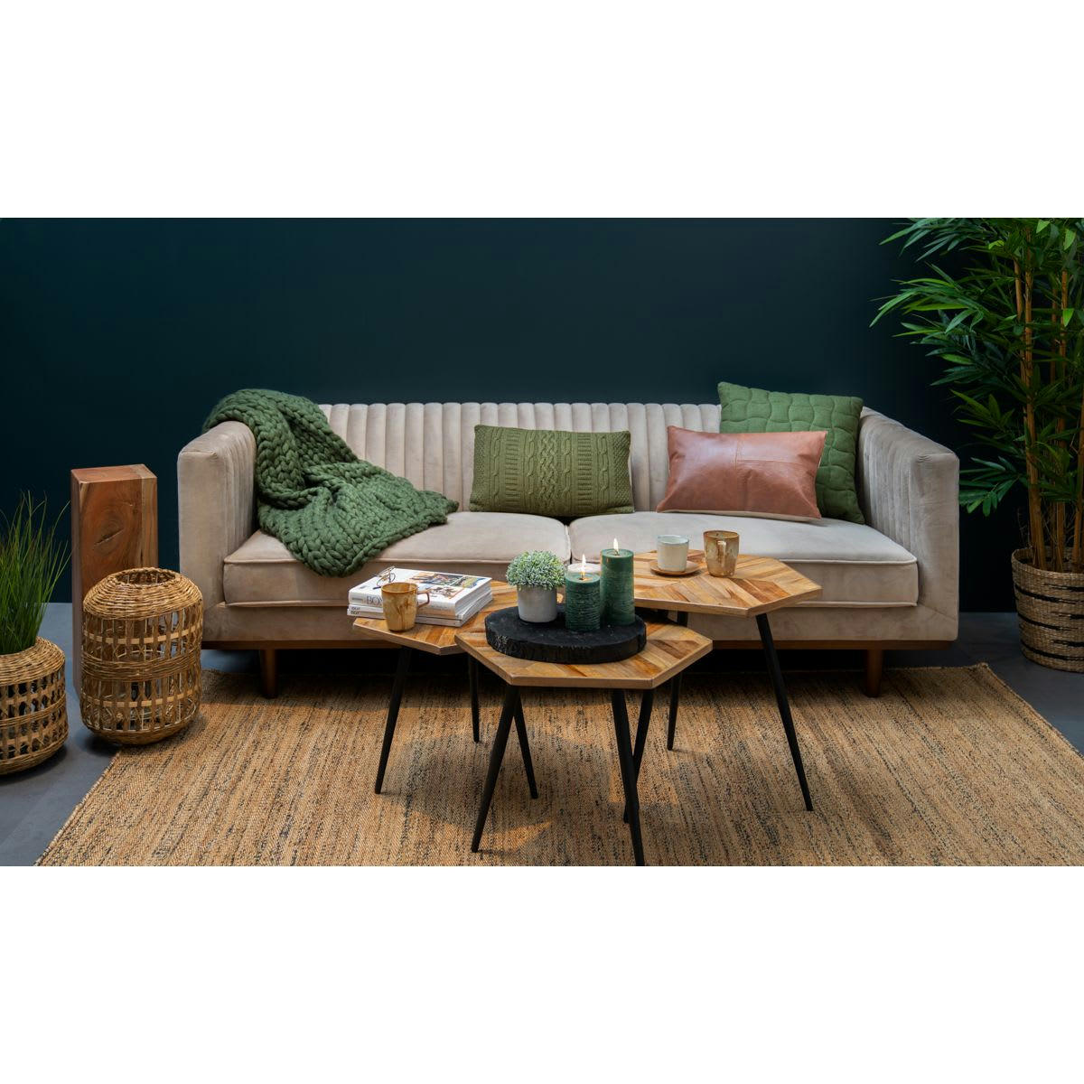 EDEN - Housse de coussin verte en laine 50 x 30 cm