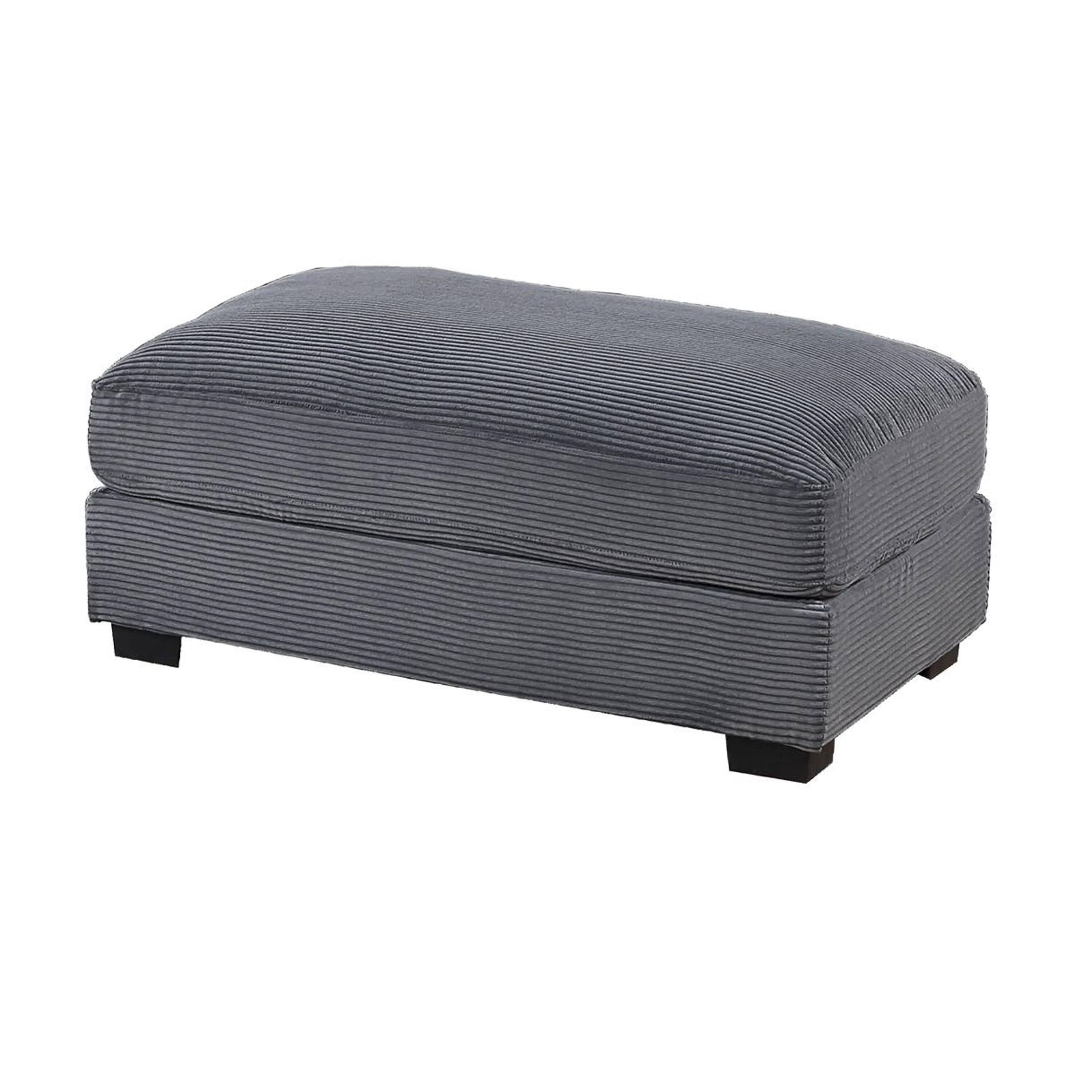 Lomi Cocktail Ottoman, Dark Gray Corduroy, Black Legs, 45 x 28 Inch