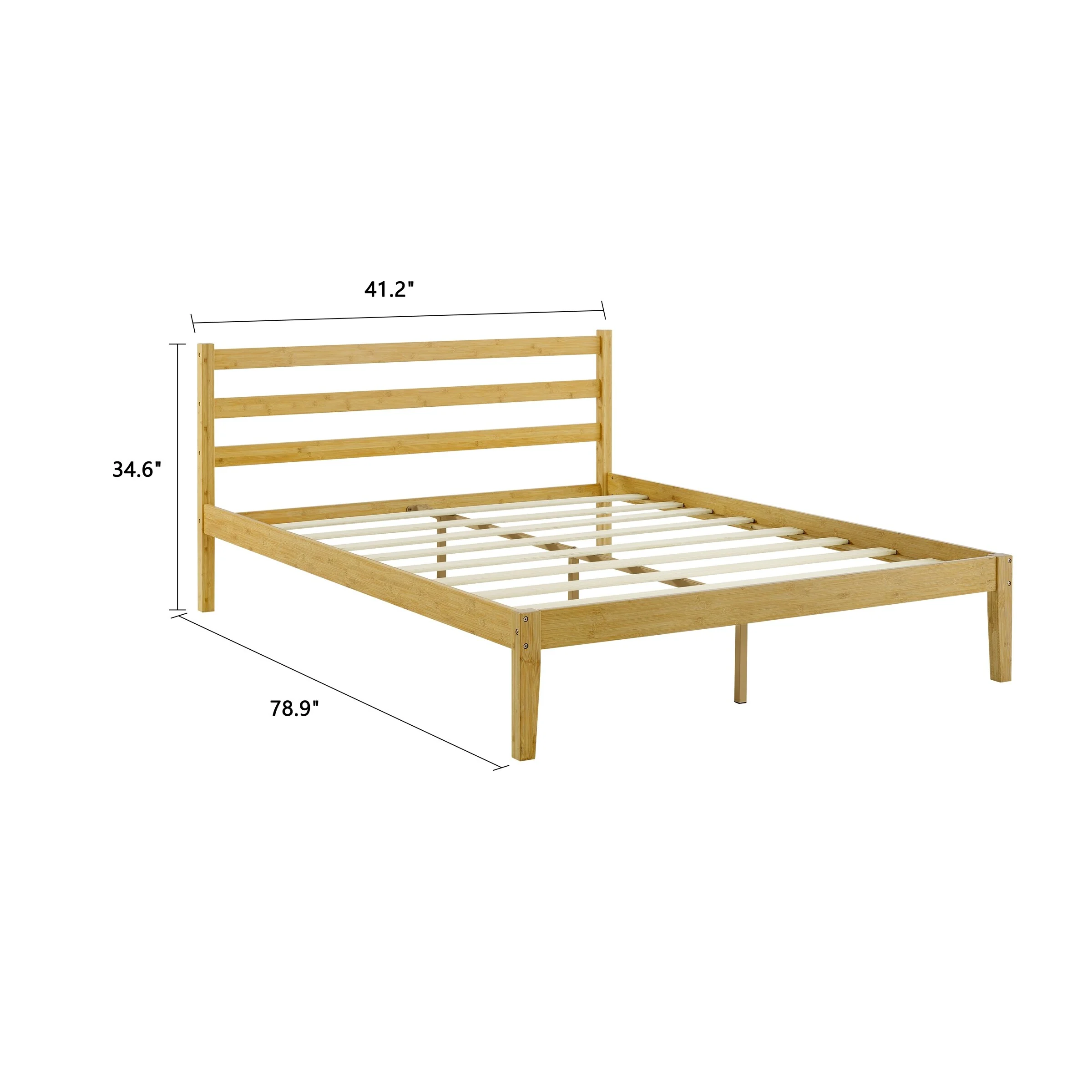MUSEHOMEINC Classic Bamboo Platform Bed Frame with Headboard for Bedroom, Strong Wood Slat Support, No Box Spring Needed,Natural