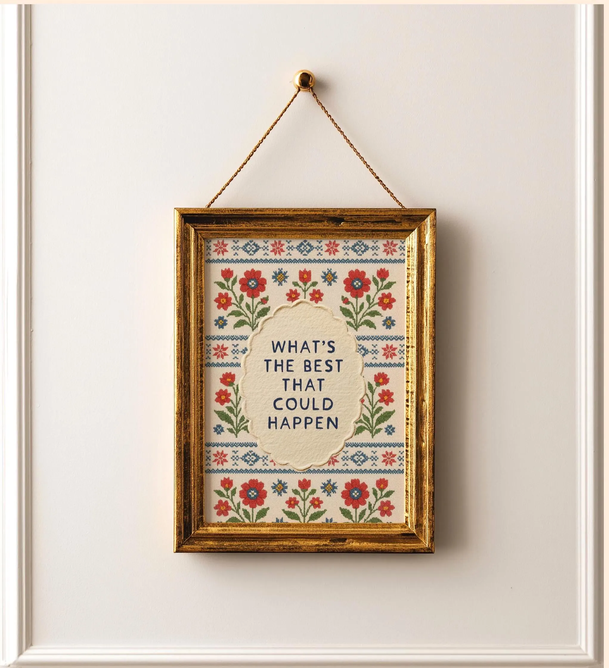 What’s the Best That Could Happen Print | Vintage Folk Art | Inspirational Quote