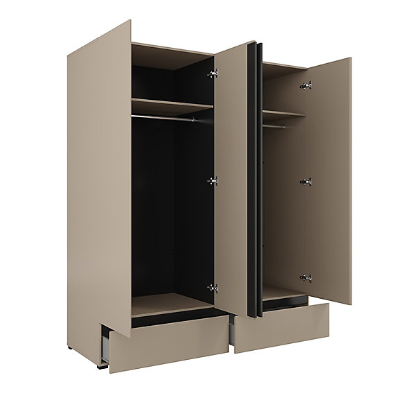 Armoire 4 portes 2 tiroirs Lilia Taupe