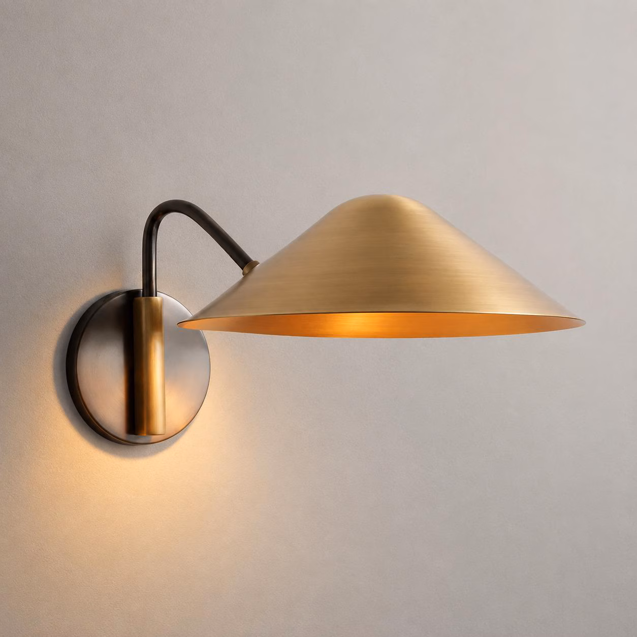 Handcrafted Brass Dome Wall Light, Mid Century Modern Italian Brass Sconce, Bedside Reading Lamp, Modern Cone Wall Light Fixture Hallway