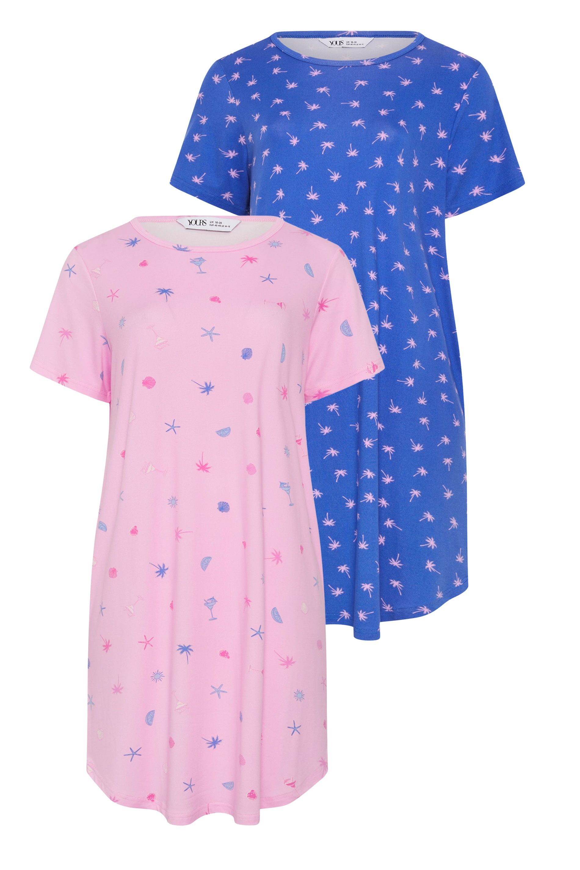Yours 2 Pack Soft Touch Palm Tree Nightdresses