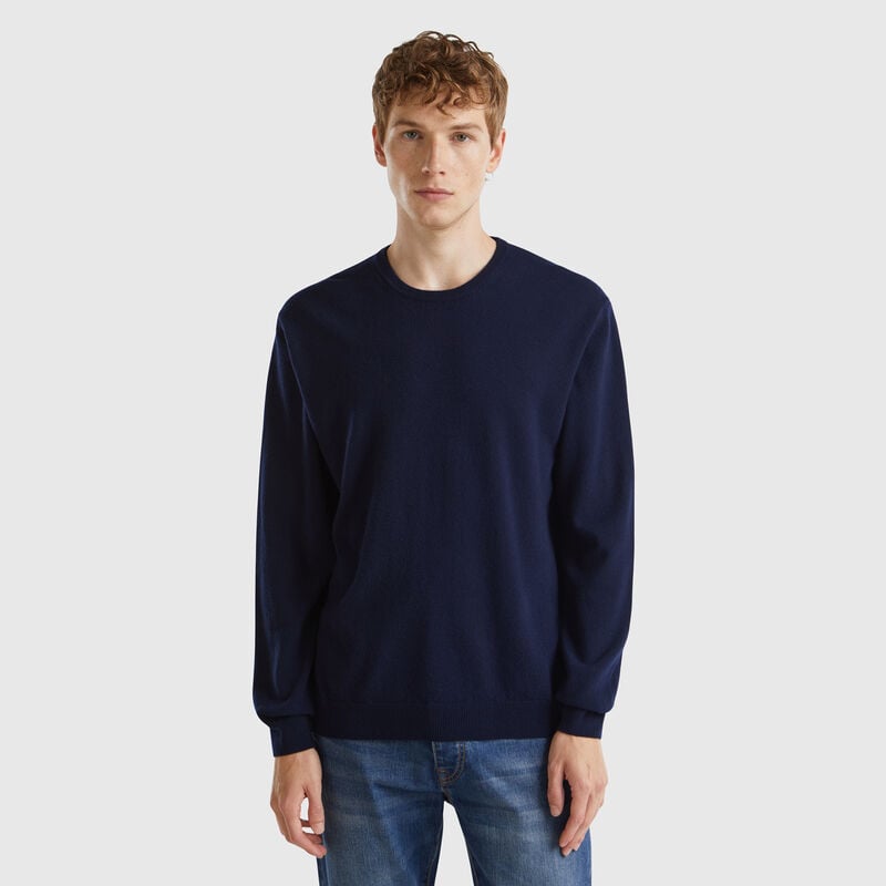 Midnight blue sweater in pure Merino wool