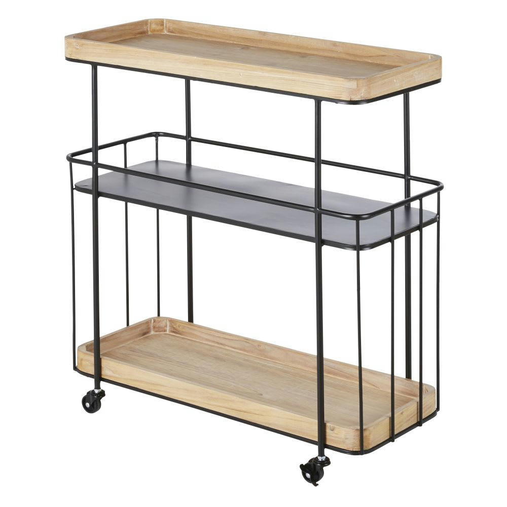 GLASGOW - Desserte à roulettes marron et noire