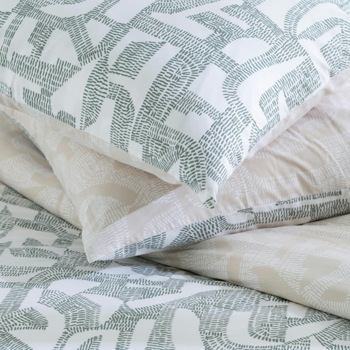 MAYA - Parure de lit 2 personnes coton  imprimé vert 240x220cm