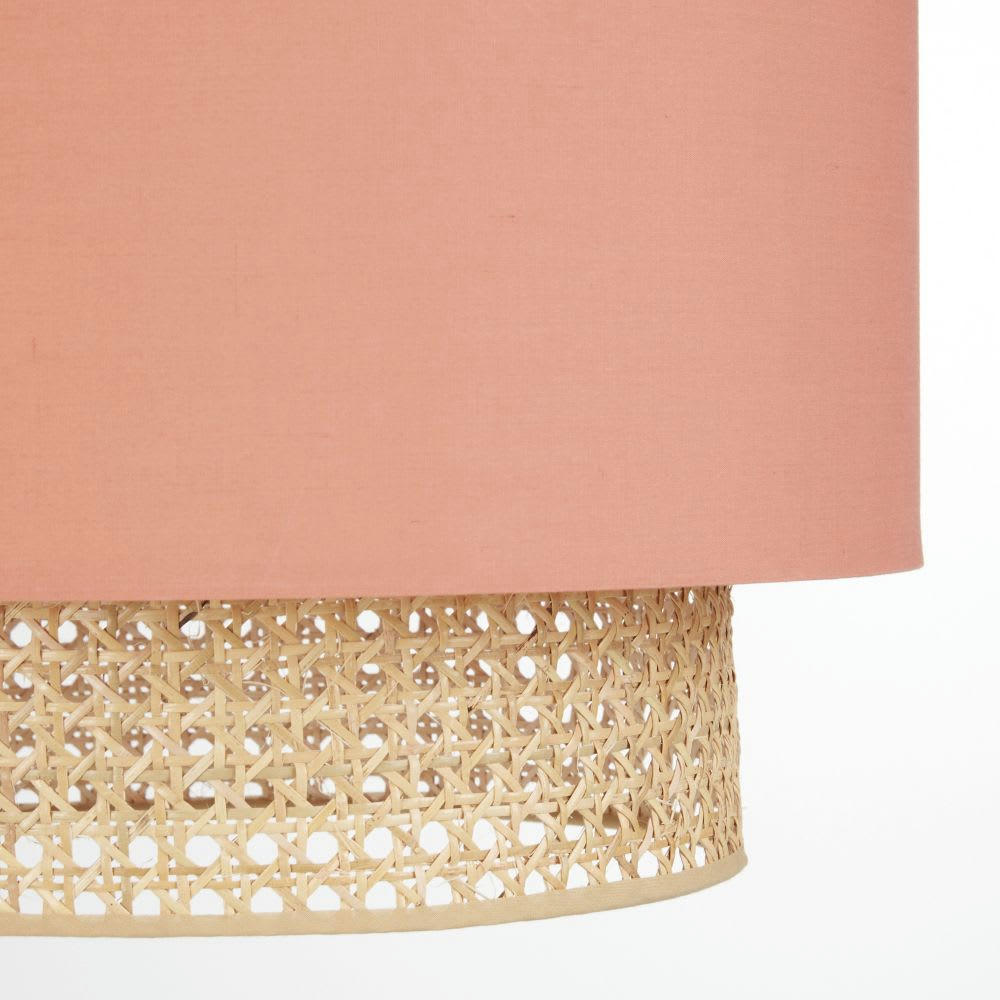 LILA - Abat-jour pour suspension en rotin et tissu terracotta D40