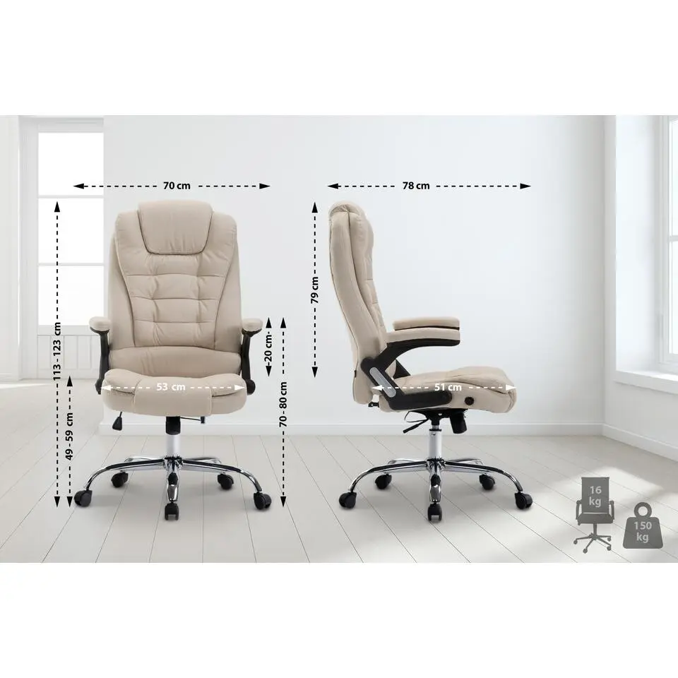 CLP Bureaustoel Thor chroom Frame - Stof - creme