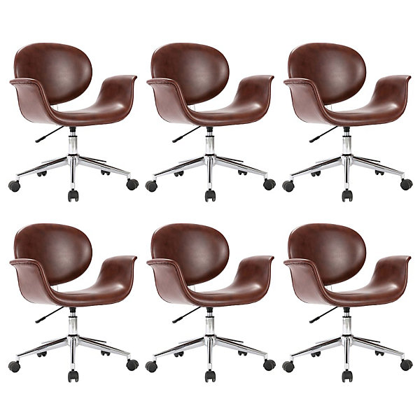 Chaises pivotantes à manger lot de 6 marron similicuir - Prolenta Premium