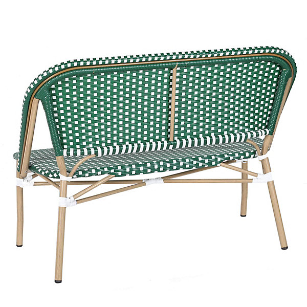 Banc de jardin en alumunium et rotin synthétique blanc et vertOviala