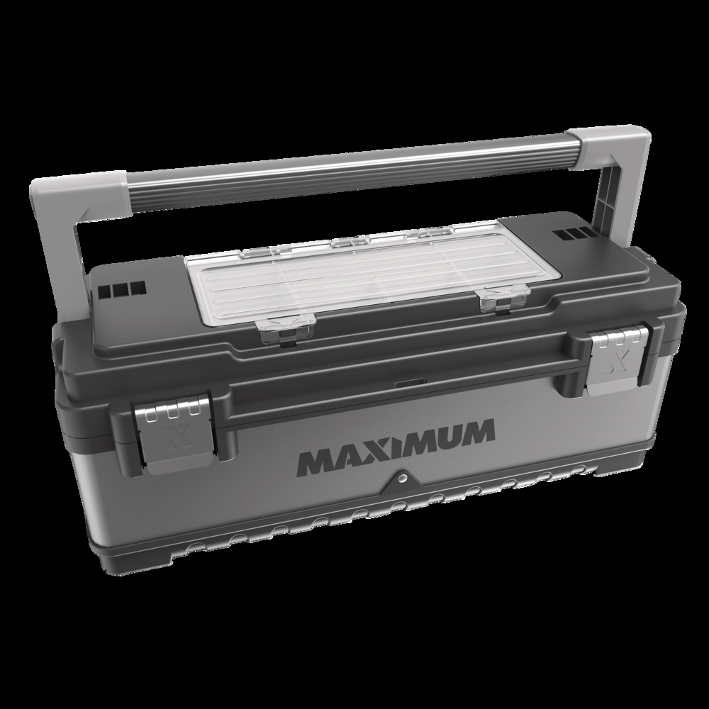 MAXIMUM Portable Plastic & Metal Tool Box w/ Removable Tray & Organizer, 23-in
