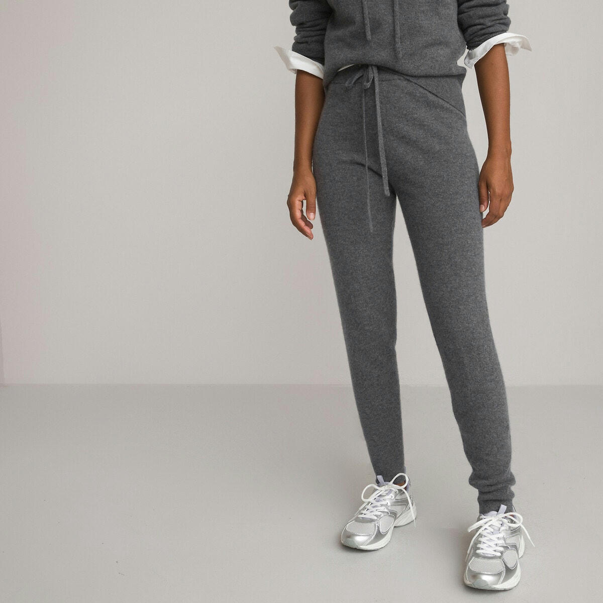 Pantalon jogger, en cachemire et laine