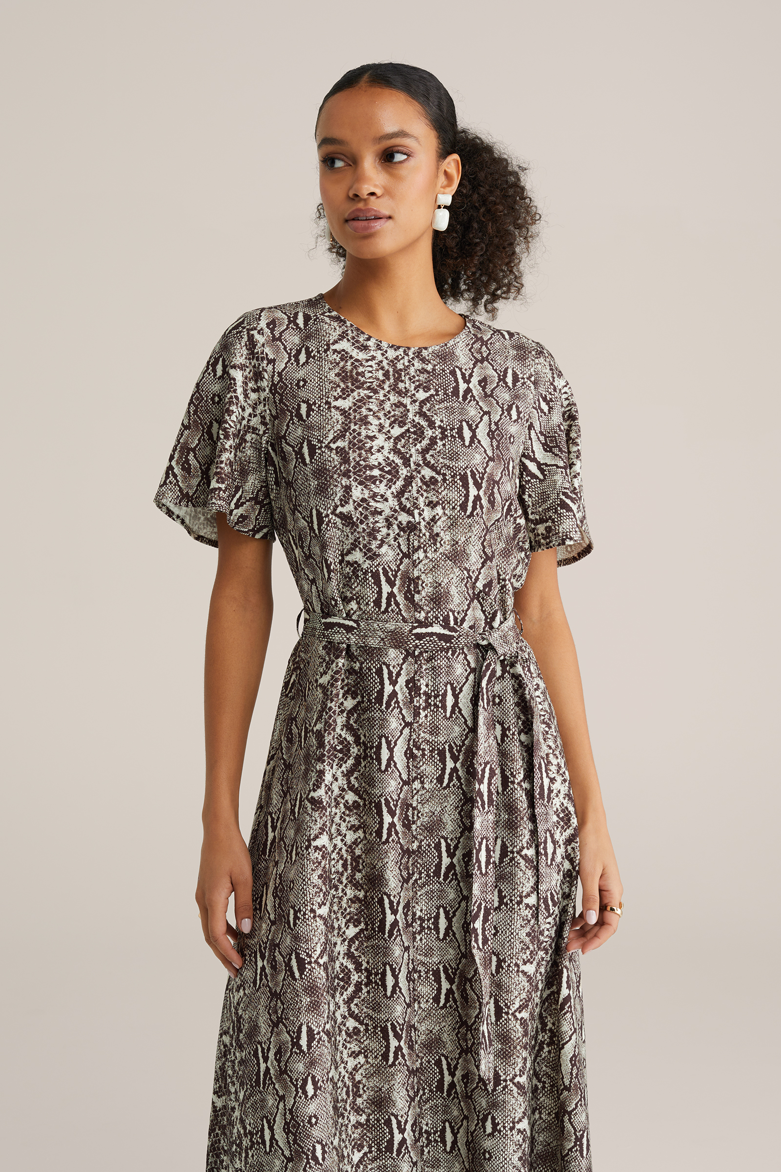 Dames midi jurk met print