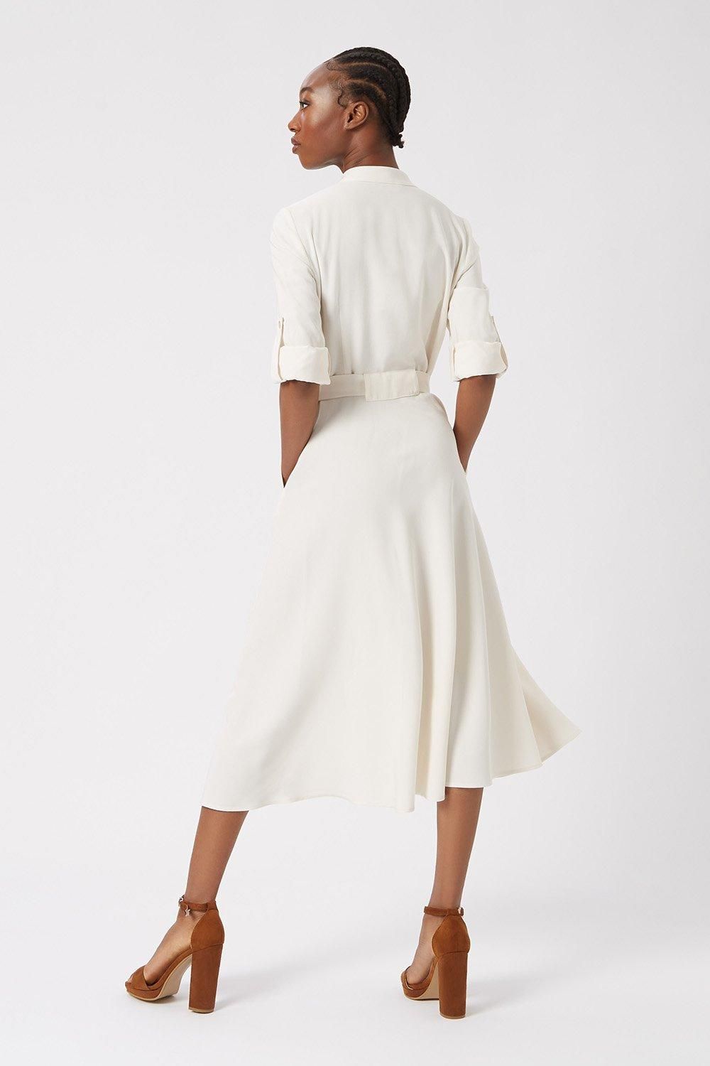 James Lakeland Roll Sleeve Midi Dress Cream