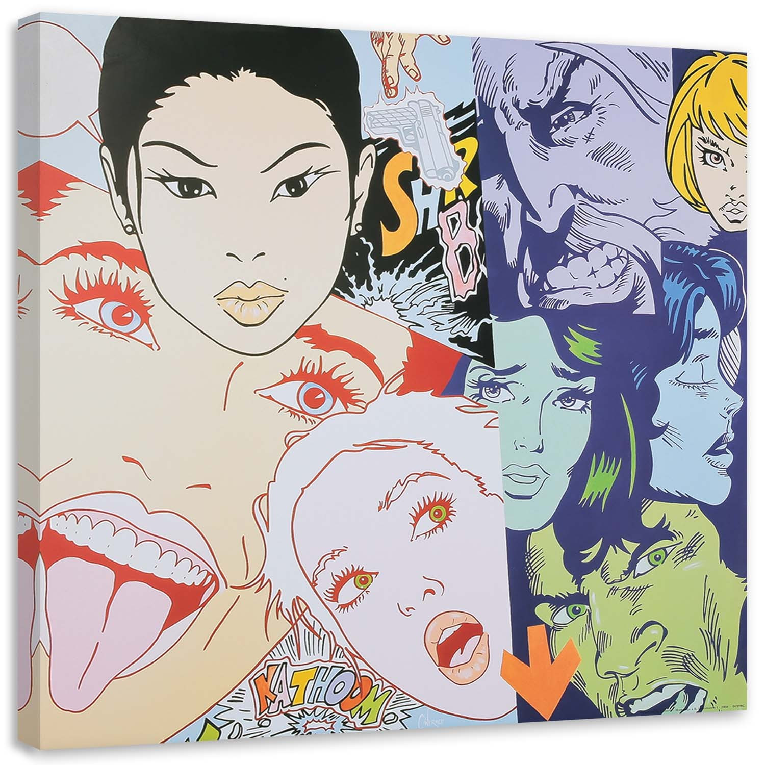 Feeby Obraz na płótnie Komiksowe twarze pop art 30x30