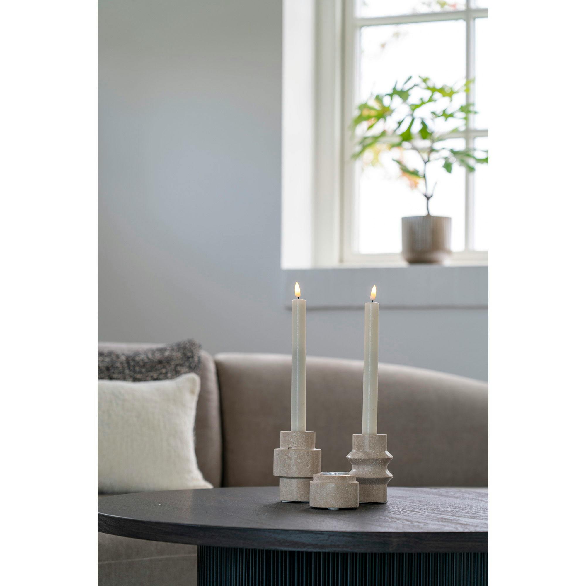 Bougeoir en travertin naturel (lot de 2) - style contemporain