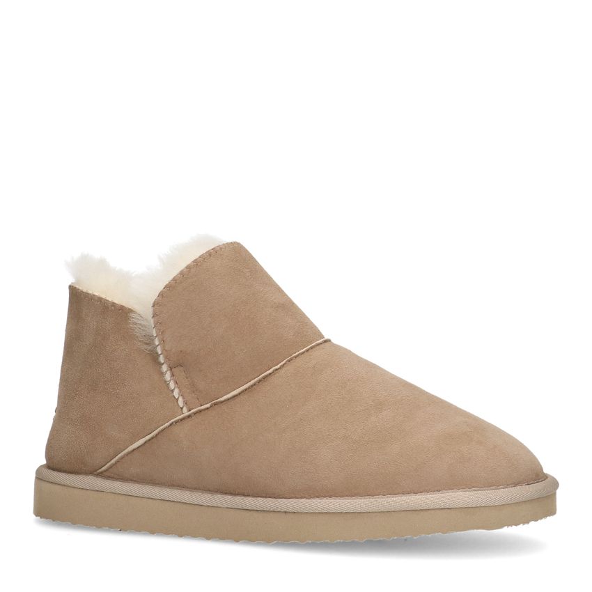 Manfield Suède hoge beige pantoffel
